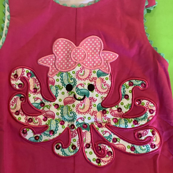 Hot Pink Appliqued Octopus Romper | Millie Jay