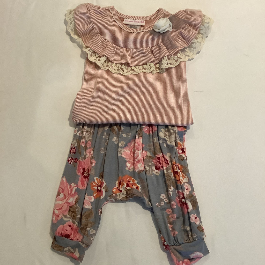Bonnie Baby 2 PC Striped Top with flower pant