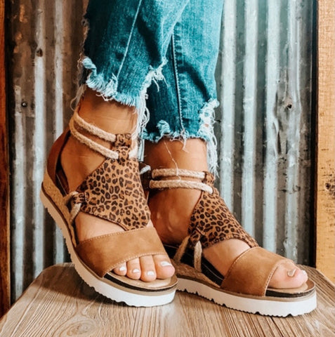 Gladiator Zip Back Leopard Print Sandal | Boutique by Corkys Browning