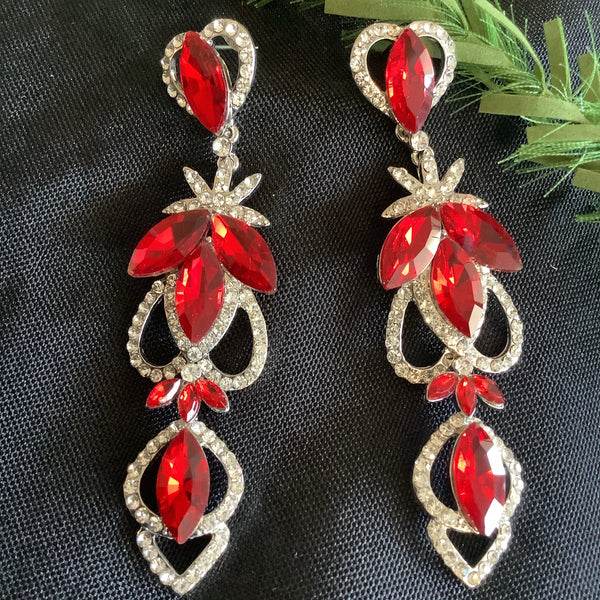 Red & Sliver Hanging Earrings