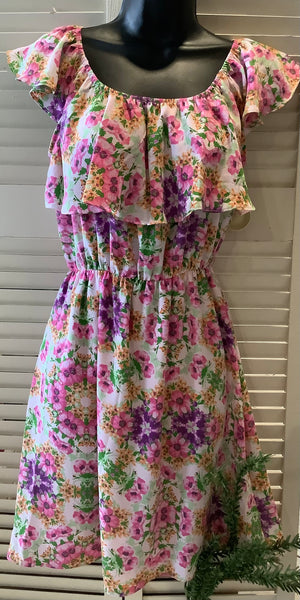 Ruffle Top Floral Dress  - Last one available.