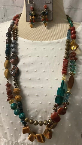 Multi Color Necklace & Earring set