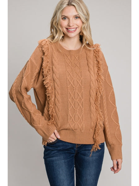 Warm Knit Sweater with Fringe details | Jodifl