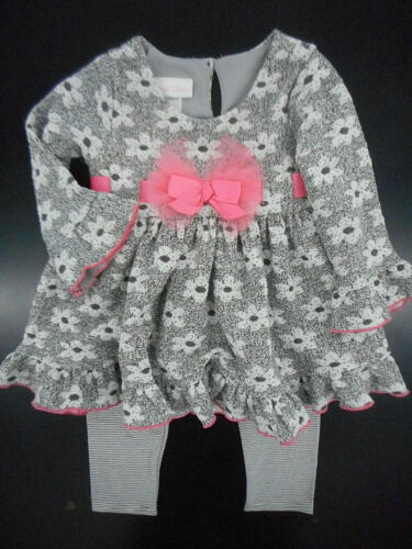 Infant Girls Gray Floral Top With Leggings | Bonnie Baby