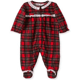 Christmas Holiday Plaid Girls Footed Sleeper Pajamas | Little Me