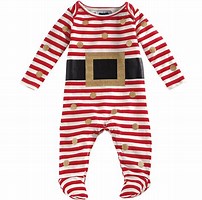 Striped and Dotted Santa Footed Crawler | Mud Pie