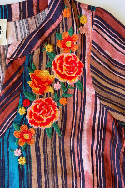 Rose Embroidered Stripe Top | Savanna Jane