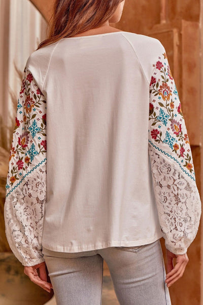 Long Sleeve Embroidered Knit Top | Savanna Jane
